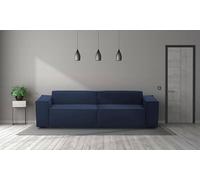 Talamo Italia - Divano Fisso 3 posti Simona, Divano componibile lineare, Sofà Moderno da Soggiorno in Tessuto, 100% Made in Italy, Cm 260x95h70, Blu