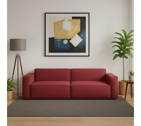 Talamo Italia - Divano fisso 3 posti Simona, Divano componibile lineare, Sofà moderno da soggiorno in tessuto, 100% Made in Italy, Cm 260x95h70, Rosso