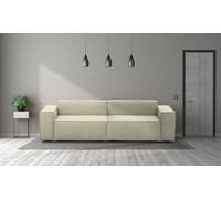 Talamo Italia - Divano fisso 3 posti Simona, Divano componibile lineare, Sofà moderno da soggiorno in tessuto, 100% Made in Italy, Cm 260x95h70, Beige