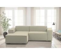 Talamo Italia - Divano Fisso con penisola Daniela, Divano componibile con Chaise Longue Sinistra, Sofà Moderno in Tessuto, 100% Made in Italy, Cm 240x170h70, Beige