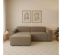 Talamo Italia - Divano fisso con penisola Daniela, Divano componibile con chaise longue sinistra, Sofà moderno in tessuto, 100% Made in Italy, Cm 240x170h70, Tortora