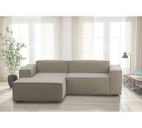 Talamo Italia - Divano fisso con penisola Daniela, Divano componibile con chaise longue sinistra, Sofà moderno in tessuto, 100% Made in Italy, Cm 240x170h70, Tortora