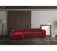 Talamo Italia - Divano fisso con penisola Jessica, Divano componibile con penisola sinistra, Sofà moderno in tessuto, 100% Made in Italy, Cm 300x170h70, Rosso