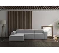 Talamo Italia - Divano fisso con penisola Jessica, Divano componibile con penisola sinistra, Sofà moderno in tessuto, 100% Made in Italy, Cm 300x170h70, Grigio