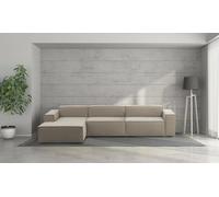 Talamo Italia - Divano Fisso con penisola Licia, Divano componibile con Chaise Longue Sinistra, Sofà Moderno in Tessuto, 100% Made in Italy, Cm 340x170h70, Tortora