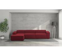 Talamo Italia - Divano Fisso con penisola Licia, Divano componibile con Chaise Longue Sinistra, Sofà Moderno in Tessuto, 100% Made in Italy, Cm 340x170h70, Rosso