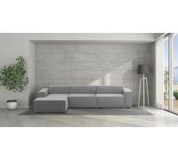 Talamo Italia - Divano Fisso con penisola Licia, Divano componibile con Chaise Longue Sinistra, Sofà Moderno in Tessuto, 100% Made in Italy, Cm 340x170h70, Grigio