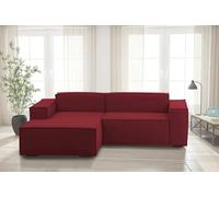 Talamo Italia - Divano fisso con penisola Nadia, Divano componibile a 2 posti con penisola sinistra, Sofà in tessuto, 100% Made in Italy, Cm 220x170h70, Rosso