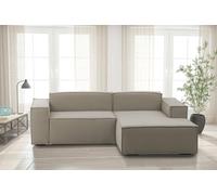 Talamo Italia - Divano fisso con penisola Patrizia, Divano componibile a 2 posti con penisola destra, Sofà in tessuto, 100% Made in Italy, Cm 220x170h70, Tortora