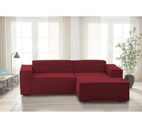 Talamo Italia - Divano fisso con penisola Patrizia, Divano componibile a 2 posti con penisola destra, Sofà in tessuto, 100% Made in Italy, Cm 220x170h70, Rosso