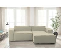 Talamo Italia - Divano fisso con penisola Patrizia, Divano componibile a 2 posti con penisola destra, Sofà in tessuto, 100% Made in Italy, Cm 220x170h70, Beige