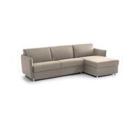 Talamo Italia -Divano fisso con penisola Ubalda, Sofà angolare per salotto, imbottito, sfoderabile, Qualità 100% Made in Italy, 260x160 h90 cm, Tortora