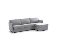 Talamo Italia Divano Fisso con penisola Ubalda, Sofà angolare per Salotto, Imbottito, sfoderabile, qualità 100% Made in Italy, 260x160 h90 cm, Grigio