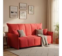 Talamo Italia Divano Letto 2 posti Alissa, Sofà con Apertura a Carrello in Tessuto Imbottito, Braccioli Standard, 100% Made in Italy, Cm 150x90h85, Rosso
