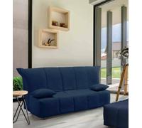 Talamo Italia - Divano letto 3 posti Allegra, Sofà Soggiorno con apertura a carrello in tessuto imbottito, Cuscini inclusi, 100% Made in Italy, Cm 165x90h85, Blu