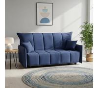 Talamo Italia Divano Letto 3 posti Allyson, Sofà con Apertura a Carrello in Tessuto Imbottito, Braccioli Standard, 100% Made in Italy, Cm 190x90h85, Blu