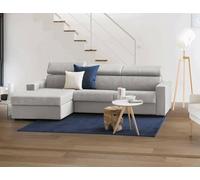 Talamo Italia - Divano letto con penisola Alda, Sofà con penisola contenitore Sinistra, Braccioli standard, 100% Made in Italy, Cm 280x95h85, Grigio