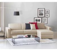 Talamo Italia - Divano letto con penisola Alicya, Sofà con penisola contenitore reversibile, Braccioli standard, 100% Made in Italy, Cm 280x95h90, Beige