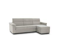 Talamo Italia -Divano letto con penisola Ombretta, Sofà angolare trasformabile per salotto, imbottito, sfoderabile, 100% Made in Italy, 285x160 h100 cm, Beige