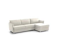Talamo Italia -Divano letto con penisola Pina, Sofà angolare trasformabile per salotto, imbottito, sfoderabile, Qualità 100% Made in Italy, 260x160 h90 cm, Beige