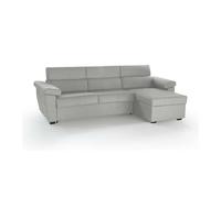 Talamo Italia -Divano letto con penisola Quinzia, Sofà angolare trasformabile per salotto, imbottito, sfoderabile, 100% Made in Italy, 285x160 h100 cm, Grigio chiaro