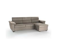 Talamo Italia -Divano letto con penisola Verdiana, Sofà angolare trasformabile per salotto, imbottito, sfoderabile, 100% Made in Italy, 285x160 h100 cm, Tortora