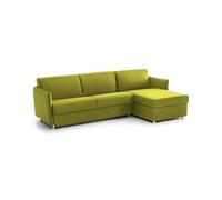Talamo Italia -Divano Letto con penisola Virgilia, Sofà angolare trasformabile per Salotto, Imbottito, sfoderabile, qualità 100% Made in Italy, 260x160 h90 cm, Verde