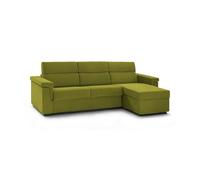 Talamo Italia -Divano letto con penisola Zara, Sofà angolare trasformabile per salotto, imbottito, sfoderabile, Qualità 100% Made in Italy, 285x160 h100 cm, Verde