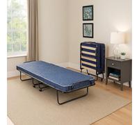 Talamo Italia Dmora - Letto Pieghevole Balaguer, Brandina con Rete a doghe e Materasso Incluso, Letto con Ruote, Cm 190x80h30