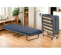 Dmora - Letto pieghevole Balaguer, Brandina con rete a doghe e materasso incluso, Letto con ruote, Cm 190x80h30
