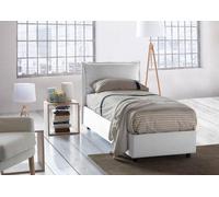 Talamo Italia Dmora Letto Singolo Vanessa, Letto Contenitore con Rivestimento in Tessuto, 100% Made in Italy, Apertura Frontale, Adatto per Materasso Cm 80x190, Bianco