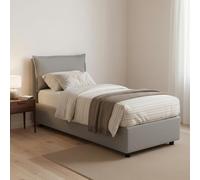 Dmora Letto Singolo Zusanne, Letto Contenitore con Rivestimento in Tessuto, 100% Made in Italy, Apertura Frontale, Adatto per Materasso Cm 90x190, Grigio