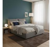 Talamo Italia - Letto alla francese Agnese, Letto contenitore in tessuto, Apertura frontale, Adatto per materasso Cm 140x190, 100% Made in Italy, Grigio