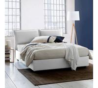 Talamo Italia - Letto alla francese Silvia, Letto contenitore in tessuto, Apertura frontale, con materasso Cm 140x190 incluso, 100% Made in Italy, Bianco