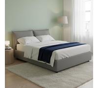 Talamo Italia - Letto alla francese Silvia, Letto contenitore in tessuto, Apertura frontale, con materasso Cm 140x190 incluso, 100% Made in Italy, Grigio