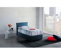 Talamo Italia Letto contenitore Singolo Anna, Made in Italy, Letto con rivestimento in tessuto, Apertura frontale, adatto per materasso cm 90x190, Blu