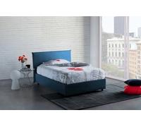 Talamo Italia Letto contenitore Una piazza e mezza Anna, Made in Italy, Letto con rivestimento in tessuto, Apertura frontale, con materasso cm 120x190 incluso, Blu