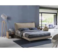 Talamo Italia Letto Matrimoniale Anika, Letto Fisso con Rivestimento e Testata in Tessuto, 100% Made in Italy, Adatto per Materasso Cm 160x190, Beige