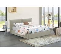 Talamo Italia - Letto matrimoniale Cristyn, Letto contenitore con rivestimento in tessuto, 100% Made in Italy, Apertura frontale, con materasso Cm 160x200 incluso, Beige