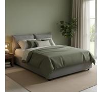 Talamo Italia Letto contenitore Matrimoniale Veronica, Made in Italy, Testata e rivestimento in tessuto, Apertura frontale, adatto per materasso cm 160x190, Grigio