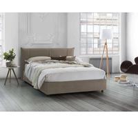 Talamo Italia - Letto matrimoniale Flavia, Letto contenitore con rivestimento in tessuto, 100% Made in Italy, Apertura frontale, con materasso 160x190 Cm incluso, Tortora