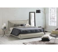 Talamo Italia - Letto matrimoniale Ilenia, Letto contenitore con rivestimento e testata in tessuto, 100% Made in Italy, Apertura frontale, adatto per materasso 160x190 cm, Beige