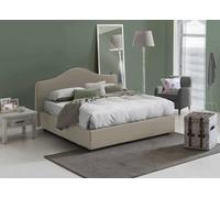 Talamo Italia - Letto matrimoniale Ilenia, Letto contenitore con rivestimento e testata in tessuto, 100% Made in Italy, Apertura frontale, adatto per materasso 160x190 cm, Beige