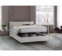Talamo Italia - Letto matrimoniale Ilenia, Letto contenitore con rivestimento in tessuto, 100% Made in Italy, Apertura frontale, con materasso Cm 160x200 incluso, Bianco