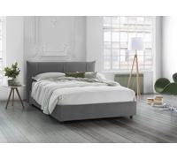 Talamo Italia - Letto matrimoniale Ilenia, Letto contenitore con rivestimento in tessuto, 100% Made in Italy, Apertura frontale, con materasso Cm 160x200 incluso, Grigio