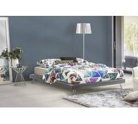 Talamo Italia - Letto matrimoniale Isabella, Letto fisso in tessuto con piedini, 100% Made in Italy, adatto per materasso Cm 160x190, Grigio