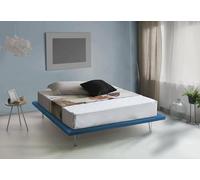 Talamo Italia - Letto matrimoniale Linda, Letto fisso in tessuto con piedini, 100% Made in Italy, adatto per materasso Cm 160x200, Blu