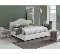 Talamo Italia - Letto matrimoniale Mirta, Letto contenitore con rivestimento in tessuto, 100% Made in Italy, Apertura frontale, con materasso Cm 160x200 incluso, Bianco