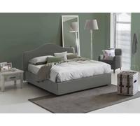 Talamo Italia - Letto matrimoniale Mirta, Letto contenitore con rivestimento in tessuto, 100% Made in Italy, Apertura frontale, con materasso Cm 160x200 incluso, Bianco