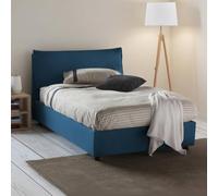 Talamo Italia Letto Contenitore Una Piazza e Mezza Anna, Made in Italy, Letto con Rivestimento in Tessuto, Apertura Frontale, Adatto per Materasso cm 120x190, Blu